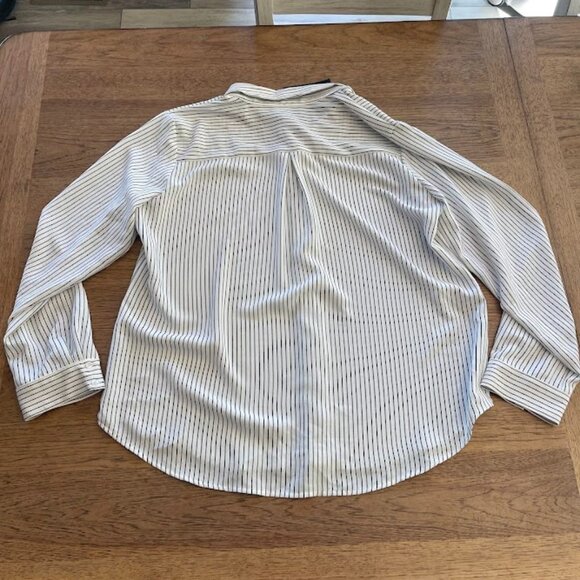 Montgomery Post Black Stripe X-LARGE Long Sleeve Pin Stripe Button Blouse 304 - Picture 2 of 2